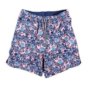 Peter Millar Crown Mens Swim Trunks Medium Pink Navy Octopus Print Stretch Lined